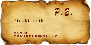 Piriti Erik névjegykártya